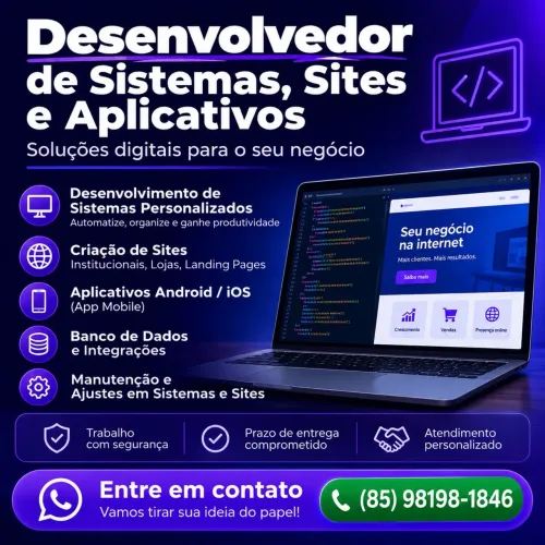 Desenvolvedor de sistemas, sites e aplicativos | sob medida