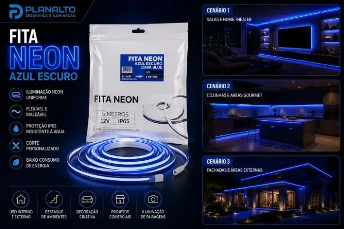 Fita neon 5 metros 12v NOVO AZUL