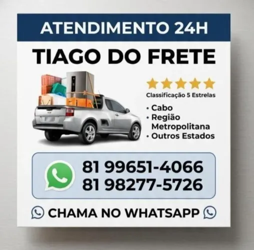 Carretos, Fretes e Mudanças É Com Tiago do Frete 24h. 