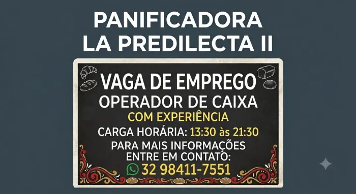 Vaga de emprego para operador de caixa
