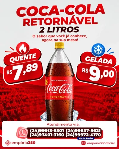 Coca-Cola 2 Litros - Garrafas Retornáveis