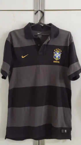 Camisa Seleção Brasil Nike Polo Temporada 2011 Cinza Preto Oficial Original