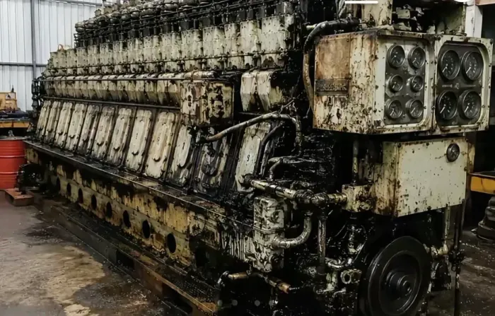 Motor V16 de navio à venda, retificado, nove tempos, 52 válvulas.