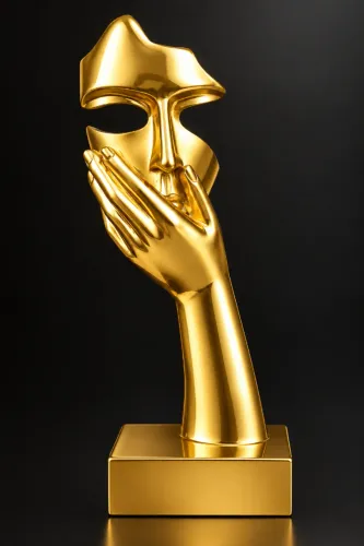 Estátua Decorativa Dourada - Mão Silenciosa