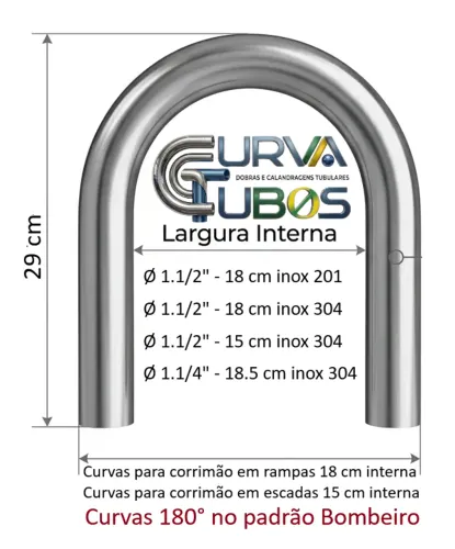 Curvas inox 180 grau