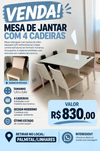 Mesa com 4 cadeiras 