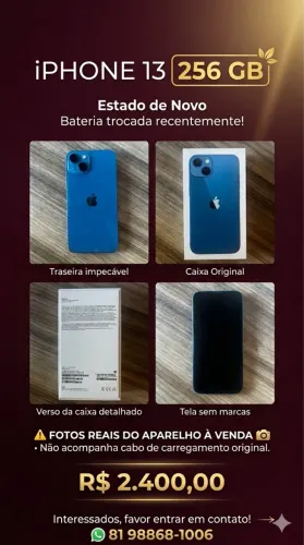 Iphone 13 256 GB - Bateria Nova!