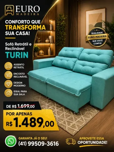 Sofá Retrátil e Reclinável Turin - Novo