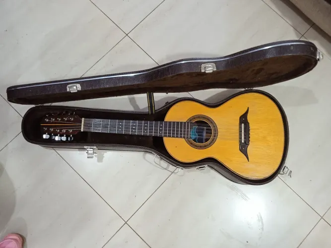Viola caipira maciça Antônio Jiacomini tampocaxeta lateral e fundos rouxinho c case 