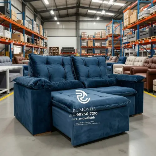 Sofá Retrátil e Reclinável 2m Pillow Veludo Caramelo Confortável