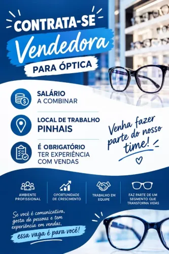Vendedora de ótica em Pinhais