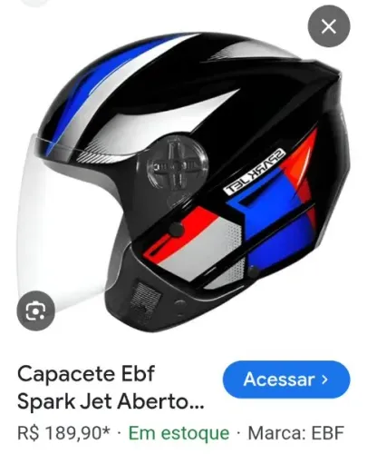 *FOTO ILUSTRATIVA*.  CAPACETE SPARK JET NOVO USADO APENAS 3VEZES 