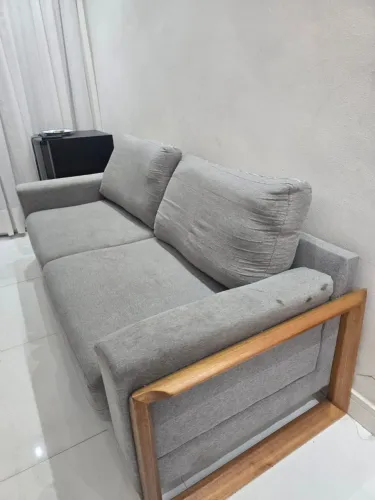 Sofá cinza de linho de 2.20 metros