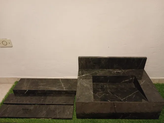 Pia esculpida em porcelanato