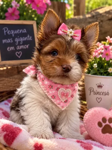 Incrível filhote de yorkshire fêmea Merle! Olho azul