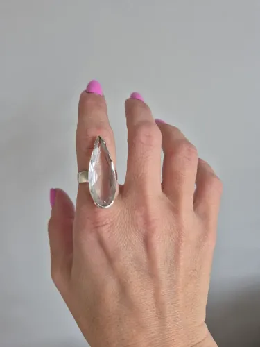 Anel prata quartzo transparente
