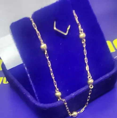 Pulseira Criança Ouro 18 Kilates Peso 1.05 Gramas 13 Cm Bolinhas