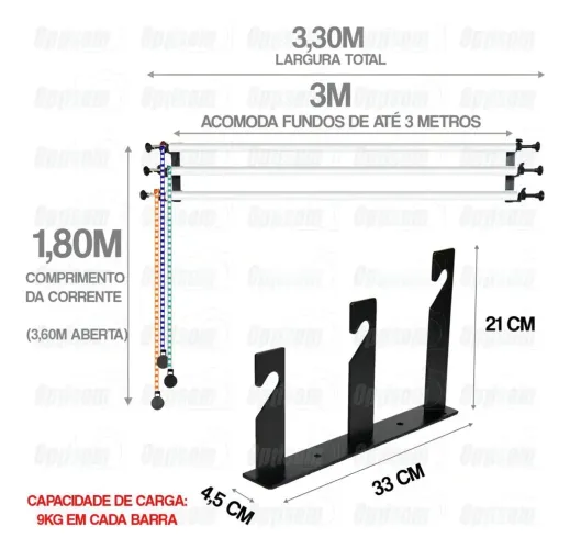 Suporte fundo infinito fotografia Greika 3m 