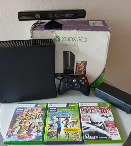 Xbox 360 original completo na caixa com Kinect 