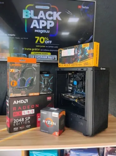 Pc Game Ryzen 5 5500 16GB RX 580 8GB Garantia e Nota