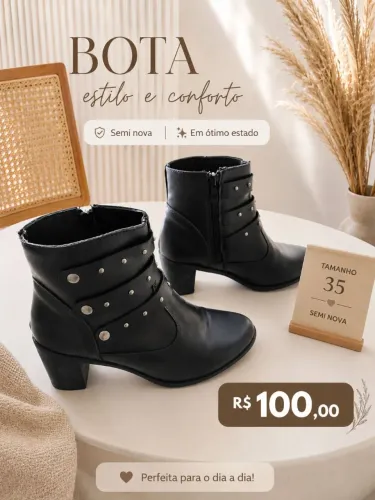 Bota cano curto semi nova número 35.