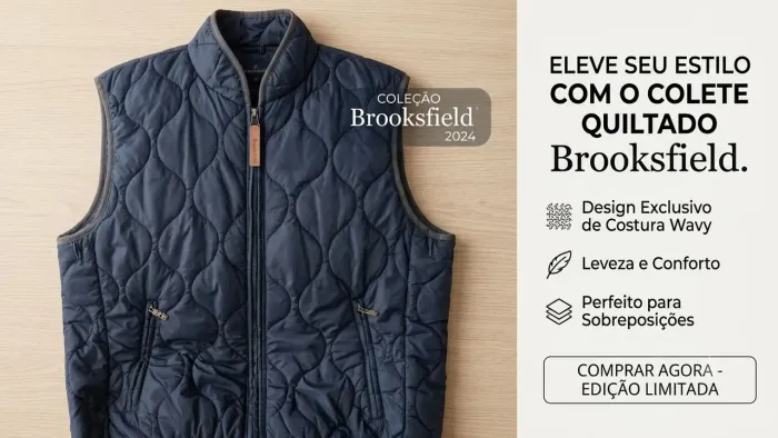 Colete Masculino Matelassê Brooksfield Original - Azul Marinho