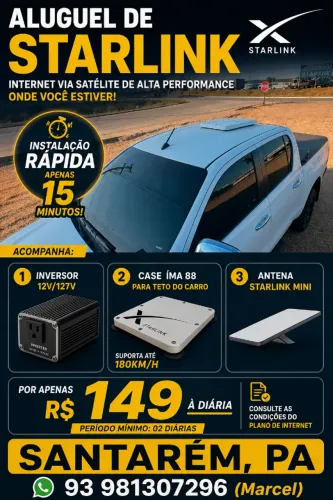 Aluguel de Starlink para Carros e Caminhões em Santarém