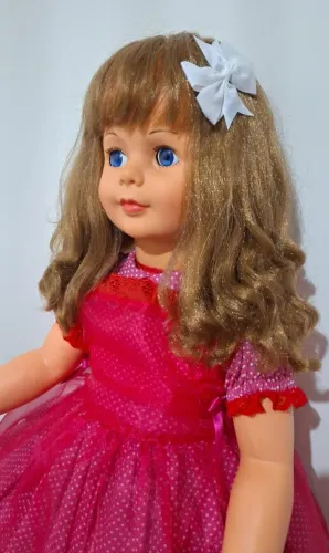 Vestido cor de rosa para bonecas amiguinha antiga