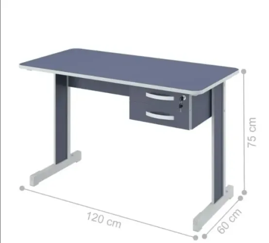 Mesa de Escritório Escrivaninha com 2 Gavetas AZUL