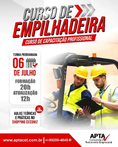 Operador de empilhadeira - Curso dia 08/06/2026