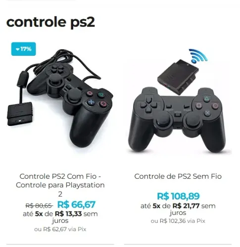 Controle PS2 com ou Sem Fio - Novos, com Garantia, à Pronta Entrega