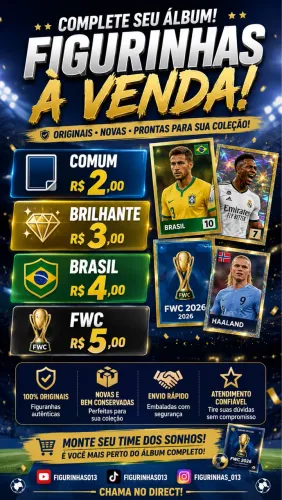 Figurinhas Copa do Mundo 2026 - Comuns, Brilhantes, Brasil e FWC