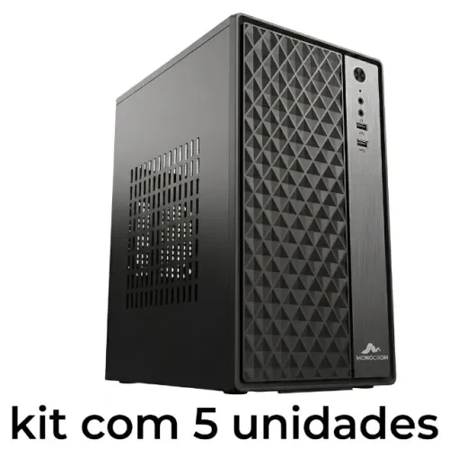 Kit 5 Gabinetes Monocron MN1684 Preto M-ATX M-ITX 3 com Slots para 2 HD e 2 SSD Sem Fonte
