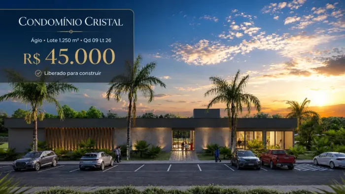 Oportunidade Ágio Lote 1.250m² Condomínio Cristal - Liberado para Construir