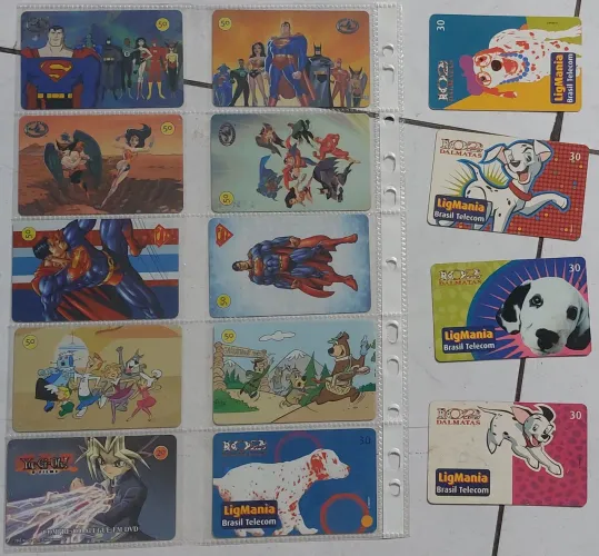 Cartão Telefônico Desenho Superman, Liga da Justiça, Yugioh, Dálmatas, Jetsons, Zé Colmeia