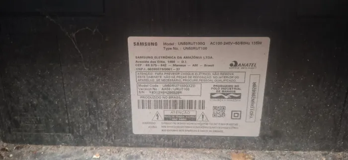 TV com defeito Samsung 50 pol.tela ficou branca