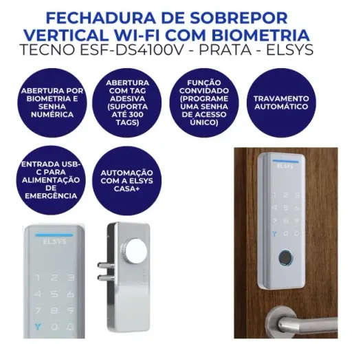Fechadura digital sobrepor