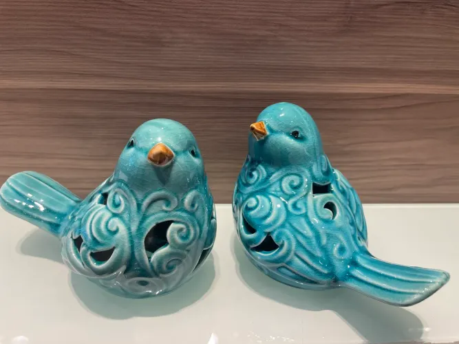 Casal Pássaros Porcelana 