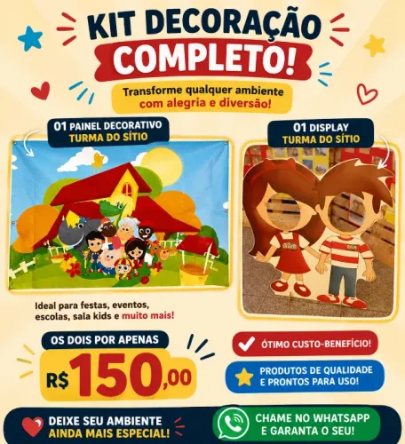 Kit decoração display e painel turma do sítio 
