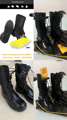COTURNO ATALAIA DA RICO MILITAR - SÉRIE OURO - PRETO - COM ZÍPER