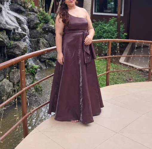 Vestido festa zibeline marrom cafe