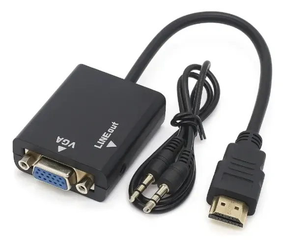 CABO ADAPTADOR CONVERSOR HDMI PARA VGA COM SAIDA DE AUDIO P2 - LEHMOX