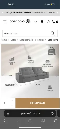 Sofá retrátil com mola da loja OpenBox