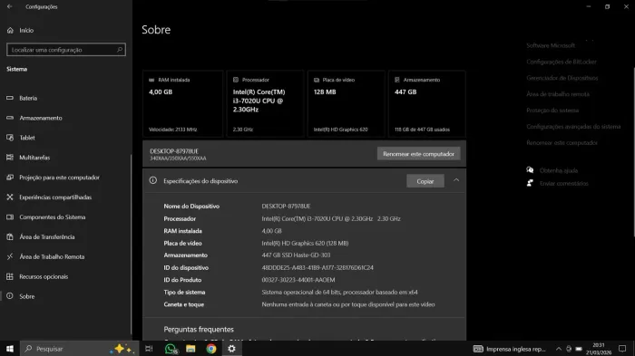 Notebook Samsung i3 SSD 480GB 