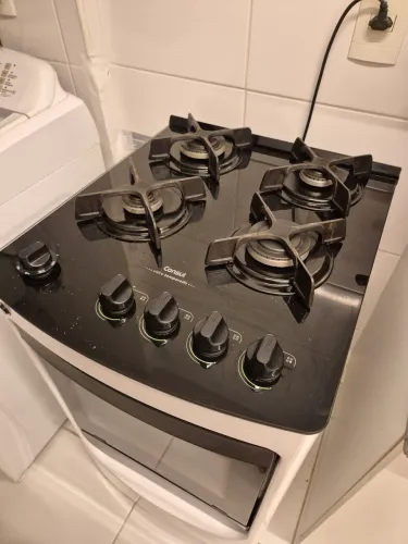 Fogão 4 bocas com mesa de vidro 