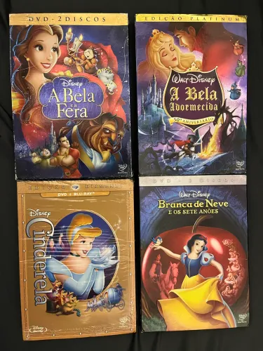 Kit 4 dvds princesas disney original 