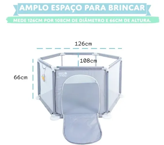 Cercadinho Infantil Cinza + 50 Bolinhas Coloridas - Cercado Bebê Grande - Novo 