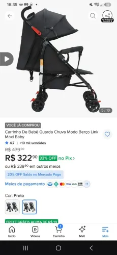 Carrinho de bebê semi-novo