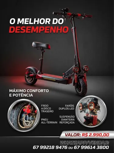 Patinete Elétrico com Banco Removível, Duplo Farol e Amortecedores - Excelente Estado!