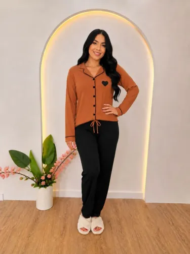 Pijama Americano Longo Tecido Suede Premium - Veste 38 ao 44